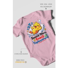 Morivo Kids Sessiz Olun, Enerji Topluyorum! Kısa Kollu Bebek Body %100 Pamuk