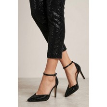Nemesis Shoes Nora Kadın Abiye Topuklu Ayakkabı Siyah Taşlı
