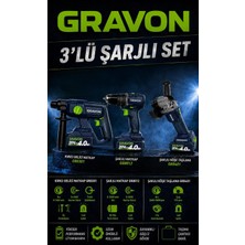 Mur-Cell Gravon Şarjlı 3'lü Set 20V 4AH Şarjlı Somun Sökme-Köşe Taşlama-Matkap Vidalama