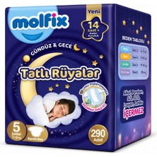 Molfix Tatlı Rüyalar Bebek Bezi 5 Beden 11-18 kg Junior 290 Adet Mega Fırsat Pk