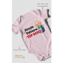 Morivo Kids Ateşle Yaklaşma Tüp Bebek Kısa Kollu Bebek Body %100 Pamuk