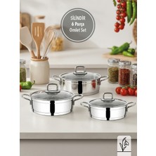 Fms Silindir 6 Parça Omlet Set | 18/10 Paslanmaz Çelik | Indüksiyon Uyumlu |