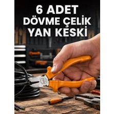 Yazline Global 6 Adet Dövme Çelik 160 mm Yan Keski Ergonomik Saplı Hassas Kesim El Aleti Seti