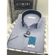 Fitmens Klasik Kısa Kol Keten Cotton Hediye Kutulu Erkek Gömlek FS-003624 - Lacivert