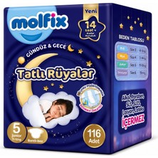 Molfix Tatlı Rüyalar Bebek Bezi 5 Beden 11-18 kg Junior 116 Adet Ekonomik Fırsat Pk