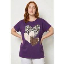 Stil Diva Bisiklet Yaka Kısa Kollu Baskılı Esnek Kumaşlı T-Shirt
