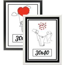 30X40 - 2'li Fotoğraf Çerçevesi (Siyah-Beyaz) Modern Ofis Sanat Ev Home Dekoratif ÖZC-01-SİYAH-BEYAZ-30X40