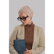 Hürrem Bone Bej Versa Kuyruklu Pratik Tesettür Bone Sandy Büzgülü 2515_12