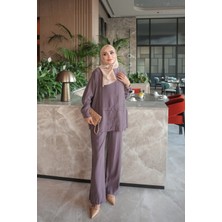İmaj Butik Mürdüm Tunik Pantolonlu Modal Takım