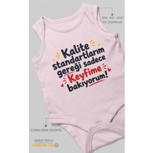 Morivo Kids Kalite Standartlarım Mesajlı Sıfır Kollu Bebek Zıbını %100 Pamuk