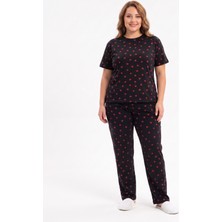 Sleeproom Büyük Beden Kadın Kalp Desen Yazlık Pijama Takımı