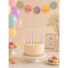 Parti Adresi Makaron renkli Ince Pasta Mumları – Doğum Günü Parti Mumu 15 cm 6'lı