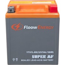 Floow Energy 12V 7AH YTX7L-BS Dikey Bakımsız Motosiklet Aküsü 2026 Üretim