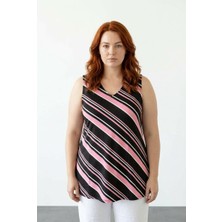 Stil Diva Çizgili Kolsuz T-Shirt