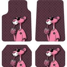 Oem Pink Panther Monogram Tasarımlı 4 Parça Üniversal Halı Paspas Seti