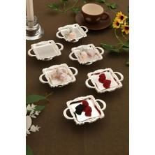 Mucit Home Mini Kulplu Kare Model Ayaklı Lokumluk 6'li Takım Gümüş