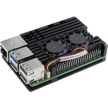 Raspberry Pi 5 Ayarlanabilir Çift Fanlı Alüminyum Soğutma Kasası