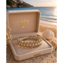 Gmn Collection Yeni Sezon El Yapımı Summer Fashion Gold Detaylı Mineli Cam Boncuklu El Yapımı Bileklik