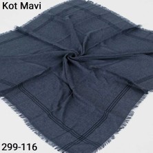 Soft İpek Soft Ipek Sim Şeritli Balık Sırtı Pamuk Eşarp (Kot Mavi) 299-116