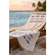 Miabella Home Müslin Plaj Havlusu Desenli Deniz Havlusu %100 Pamuk Peştemal Havlu 90X170CM
