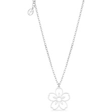Oya Silver Minimal Gümüş Periwinkle Çiçek Kolye [OYOT413]