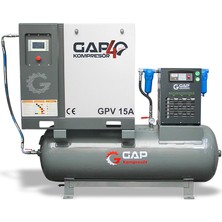 GAP Kompresör Depo Üstü Vidalı Hava Kompresörü 500 Lt 15 Hp