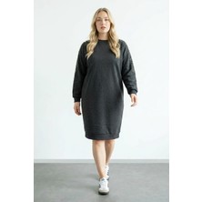 Stil Diva Bisiklet Yaka Basic Midi Elbise