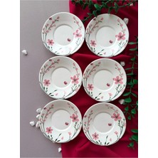 Yiğit Seramik Züccaciye Bahar Model 6 Parça Modern Çay Tabağı (Pembe)