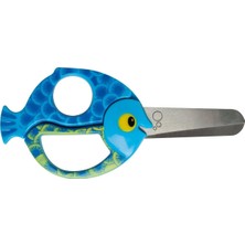 Fiskars Çocuk Hayvan Makası Balık Motifli Sağ ve Sol Elini Kullananlar Için, Mavi, Uzunluk 13 cm