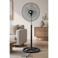 Sokany SK-19043 18 Inç Ayaklı Vantilatör 60 W, 3 Pervaneli, 3 Hız Kademeli 125 cm Ayarlanabilir Yükseklik