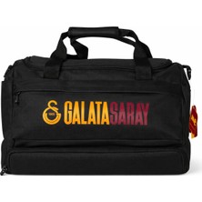 Galatasaray Lisanslı Siyah Spor Çantası - 3 Bölmeli Su Itici Kumaş Antrenman Çantası