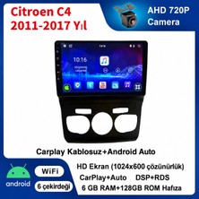 Conio Citroen C4 2011-2017 Yıl 6GB Ram 128GB Rom Hafıza Android Kablosuz Carplay Navigasyon Multimedya 10 Inç Ekran Hediyegeri Görüş Kamerası Hediye Çerçevesi