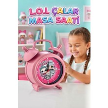 Farbu Oyuncak Pembe Çalar Masa Saati - 16X12 Cm, Akar Saniyeli, Alarm Fonksiyonlu  Eğitici Saat