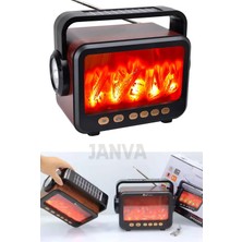 Zenviaa Şömineli Nostaljik Radyo Bluetooth Uyumlu USB Şarjlı Değişebilir Pilli El Fenerli Z