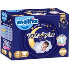 Molfix Tatlı Rüyalar Bebek Bezi 4 Beden 7-14 kg Maxi 608 Adet Dev Ekonomik Fırsat Pk