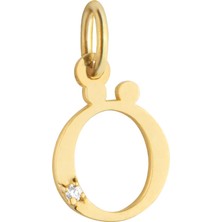 Duyum Gold 14 Ayar Altın Işıltılı Taşlı Ö Harfi Tasarım Kolye Ucu