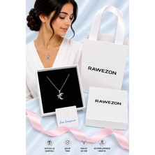 Rawezon Kutulu Çantalı Çelik Melek Kanatlı Hilal Kolye - Kadına Sevgiliye Hediye Doğum Günü Hediyesi