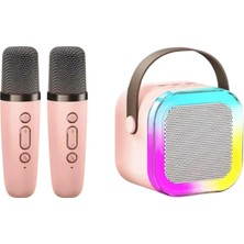 AyrStore Çift Karaoke Mikrofonlu Kablosuz Bluetooth Hoparlör 5 Ses Efektli Rgb Hd Stereo Ses Usb/sd/fm
