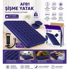 Tastech Afb1 Çift Kişilik Şişme Yatak Dahili Pompalı 203X152X22CM Kamp & Ev Kullanımı Için Havalı Şişirme Yatak Yastık ve Pompa Dahil