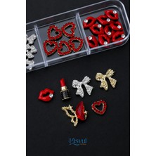 Misyul Tırnak Süsleme Hot Red Charm Seti, Kırmızı Nail Art Tırnak Süslemesi