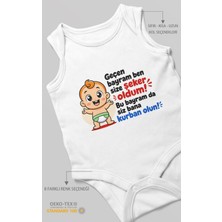 Morivo Kids Geçen Bayram Ben Yazılı Sıfır Kollu Bebek Body %100 Pamuk