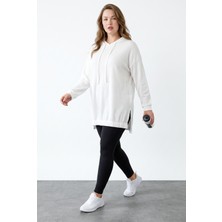 Stil Diva Fitilli Kumaş Kapüşonlu Sweatshirt