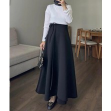 Tuğba Bağlamalı Etek Siyah