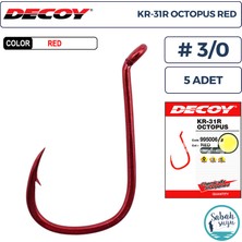 Decoy KR-31R Octopus Delikli Olta Iğnesi Kırmızı #3/0 (5 Adet)