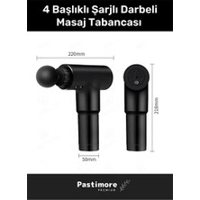 Macgon Premium 4 Başlıklı Şarjlı Darbeli Titreşimli Sporcu Kas Rahatlatıcı Egzersiz Masaj Tabancası Aleti