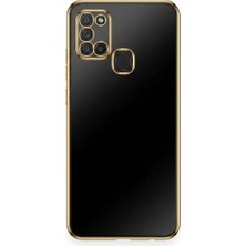 Camkapak Aksesuar Samsung Galaxy A 21S  Siyah Parlak Silikon Kılıf Modeli