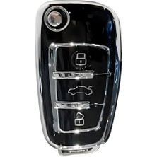 Autohan Keys Audi A1 A3 A4 A5 A6 A7 Q3 Q5 Q7 Için Nano Teknoloji Anahtar Koruma Kılıfı, Siyah-Gümüş