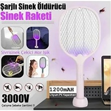 Byanes Şarjlı Sinek Öldürücü Sivrisinek Raketi Elektrkli Karasinek Haşere Kovucu Mavi Işıklı Sineklik Aleti