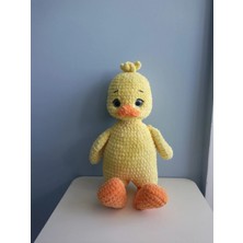 Büyük Boy Amigurumi Ördek - Kadife Ip El Yapımı Oyuncak - Sarı Ördek Çocuk Hediyesi