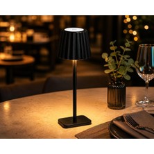 Merida Şarjlı LED Masa Lambası / 3 Renk (3000K-4500K-6000K) Dimmer Ayarlı / Dokunmatik / Kablosuz / Type-C Şarjlı / Dekoratif Ambiyans Aydınlatma / 38 cm (Siyah)